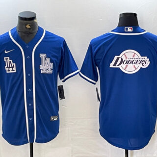 Men's Los Angeles Dodgers Big logo Blue Cool Base Stitched Baseball Jersey