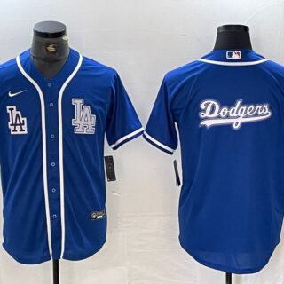 Men's Los Angeles Dodgers Big logo Blue Cool Base Stitched Baseball Jersey