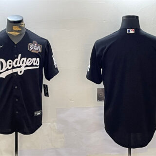 Men's Los Angeles Dodgers Blank Black 2024 World Series Cool Base Stitched Baseball Jersey
