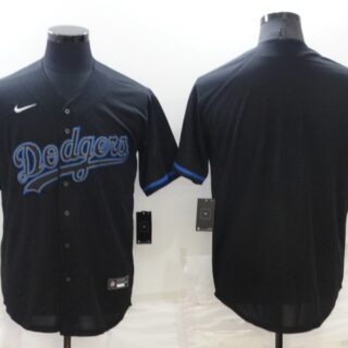 Men's Los Angeles Dodgers Blank Black Cool Base Stitched Baseball Jersey