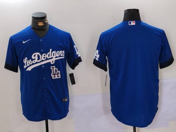 Men's Los Angeles Dodgers Blank Blue City Connect Cool Base Stitched Baseball Jerseys
