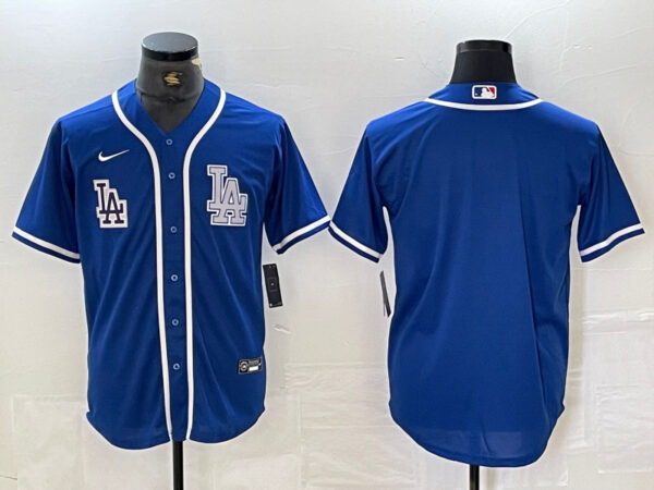 Men's Los Angeles Dodgers Blank Blue Cool Base Stitched Baseball Jersey