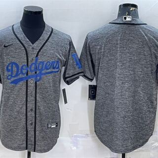 Men's Los Angeles Dodgers Blank Grey Cool Base Stitched Jersey