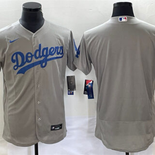 Men's Los Angeles Dodgers Blank Grey Flex Base Stitched Baseball Jersey