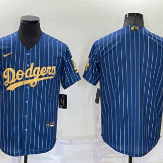 Men's Los Angeles Dodgers Blank Navy Gold Cool Base Stitched Baseball Jersey