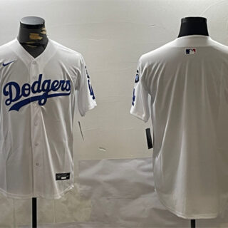 Men's Los Angeles Dodgers Blank White 2024 World Series Champions With Fernando Memorial Patch Home Limited Stitched Baseball Jersey