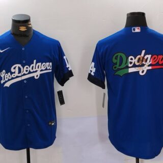 Men's Los Angeles Dodgers Blue Team Big Logo City Connect Cool Base Stitched Baseball Jersey