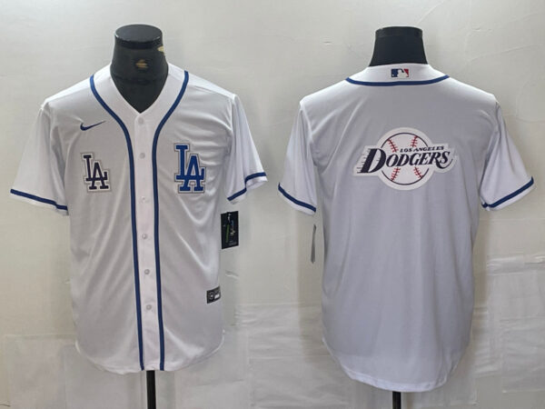 Men's Los Angeles Dodgers Gig logo White Cool Base Stitched Baseball Jersey