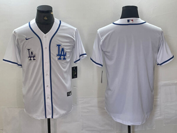 Men's Los Angeles Dodgers Gig logo White Cool Base Stitched Baseball Jersey