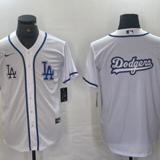 Men's Los Angeles Dodgers Gig logo White Cool Base Stitched Baseball Jersey