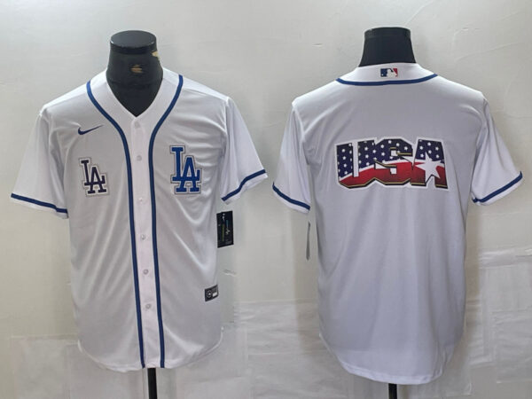Men's Los Angeles Dodgers Gig logo White Cool Base Stitched Baseball Jersey