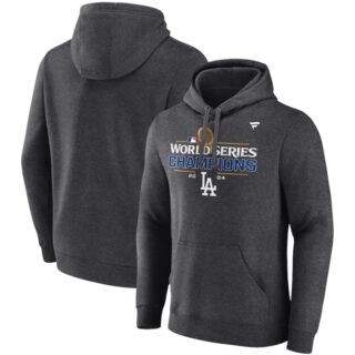 Men's Los Angeles Dodgers Heather Charcoal 2024 World Series Champions Locker Room Pullover Hoodie