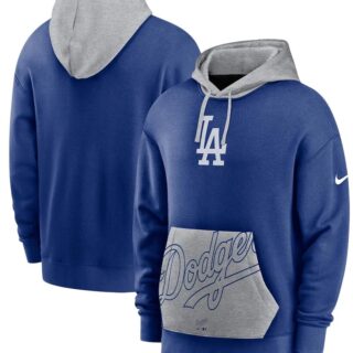 Men's Los Angeles Dodgers Nike Royal Gray Heritage Tri Blend Pullover Hoodie