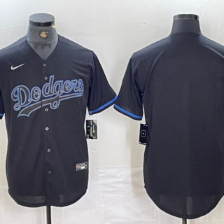 Men's Los Angeles Dodgers Team Big Logo Black Cool Base Stitched Baseball Jersey