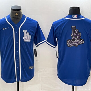 Men's Los Angeles Dodgers Team Big Logo Blue Cool Base Stitched Baseball Jerseys