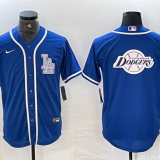 Men's Los Angeles Dodgers Team Big Logo Blue Cool Base Stitched Baseball Jerseyss