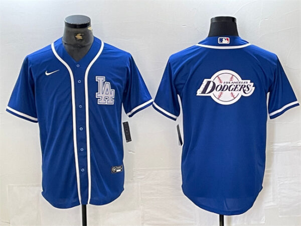 Men's Los Angeles Dodgers Team Big Logo Blue Cool Base Stitched Baseball Jerseyss