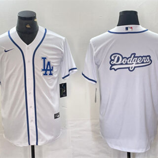 Men's Los Angeles Dodgers Team Big Logo White Cool Base Stitched Baseball Jerseys