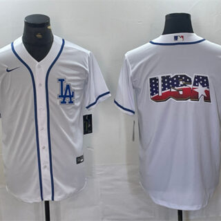 Men's Los Angeles Dodgers Team Big Logo White Cool Base Stitched Baseball Jerseys