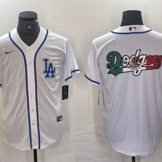 Men's Los Angeles Dodgers Team Big Logo White Cool Base Stitched Baseball Jersey