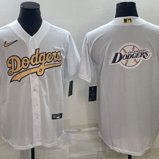 Men's Los Angeles Dodgers White Team Big Logo Cool Base Stitched Baseball Jerseys