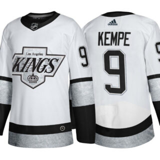Men's Los Angeles Kings #9 Adrian Kempe White Throwback Stitched Jersey