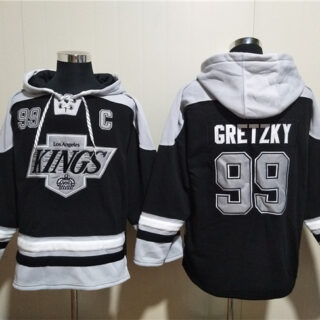 Men's Los Angeles Kings #99 Wayne Gretzky Black Ageless Must-Have Lace-Up Pullover Hoodie