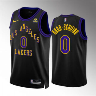 Men's Los Angeles Lakers #0 Jalen Hood-Schifino Black 2023 24 City Edition Stitched Basketball Jersey
