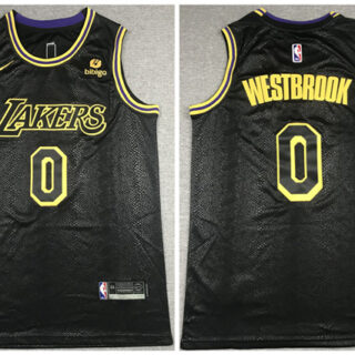 Men's Los Angeles Lakers #0 Russell Westbrook Bibigo Black Stitched Jersey
