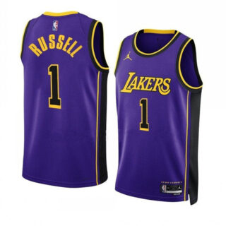 Men's Los Angeles Lakers #1 D'Angelo Russell Purple Stitched Basketball Jersey