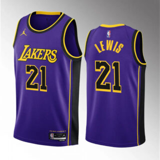 Men's Los Angeles Lakers #21 Maxwell Lewis Purple 2023 Draft Statement Edition Stitched Basketball Jersey