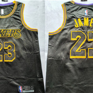 Men's Los Angeles Lakers #23 LeBron James Black Stitched Basketball Jersey