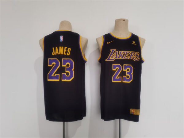 Men's Los Angeles Lakers #23 LeBron James Black Stitched Basketball JerseyS