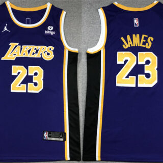 Men's Los Angeles Lakers #23 LeBron James Purple Stitched Basketball Jersey