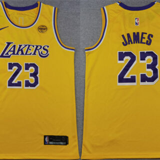 Men's Los Angeles Lakers #23 LeBron James Yellow Icon Edition Stitched Basketball Jersey