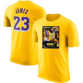 Men's Los Angeles Lakers #23 LeBron James Yellow T-ShirtS 2