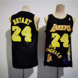 Men's Los Angeles Lakers #24 Kobe Bryant Black Throwback Basketball Jersey