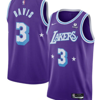 Men's Los Angeles Lakers #3 Anthony Davis Bibigo Purple City Edition Stitched Jersey