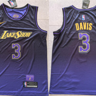 Men's Los Angeles Lakers #3 Anthony Davis Purple 2024 City Edition Stitched Basketball Jersey