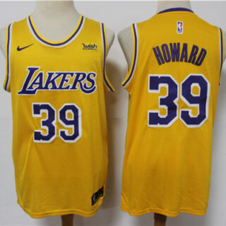Men's Los Angeles Lakers #39 Dwight Howard Yellow Stitched Basketball Jersey