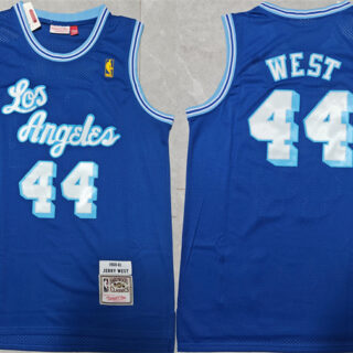 Men's Los Angeles Lakers #44 Jerry West Blue Throwback Basketball Jersey