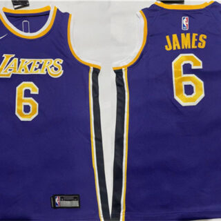 Men's Los Angeles Lakers #6 LeBron James Purple Stitched Basketball Jersey