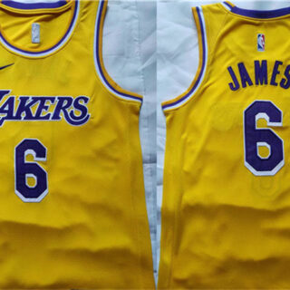 Men's Los Angeles Lakers #6 LeBron James Yellow Stitched Basketball Jersey