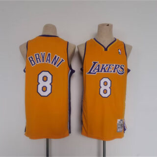 Men's Los Angeles Lakers #6 LeBron James Yellow Throwback Basketball Jersey