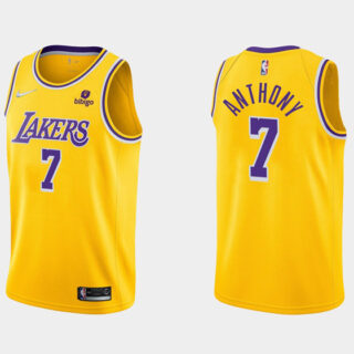 Men's Los Angeles Lakers #7 Carmelo Anthony Bibigo Yellow Stitched Basketball Jersey
