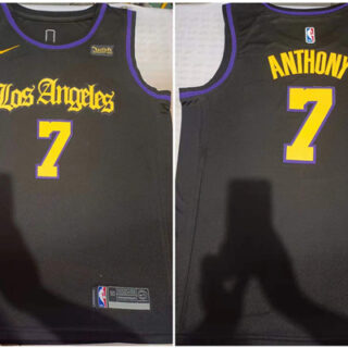 Men's Los Angeles Lakers #7 Carmelo Anthony Black Stitched Basketball Jersey