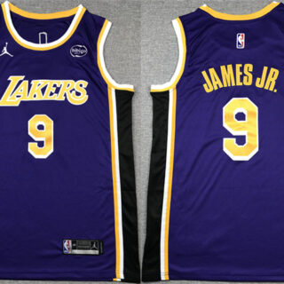 Men's Los Angeles Lakers #9 Bronny James Jr. Purple Stitched Basketball JerseyS