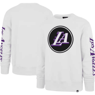 Men's Los Angeles Lakers '47 White 2022 23 City Edition Two-Peat Headline Pullover Sweatshirt