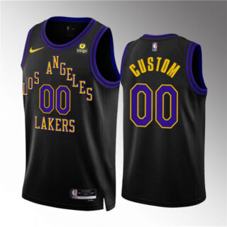 Men's Los Angeles Lakers Active Player Custom Black 2023 24 City Edition Stitched Basketball Jersey