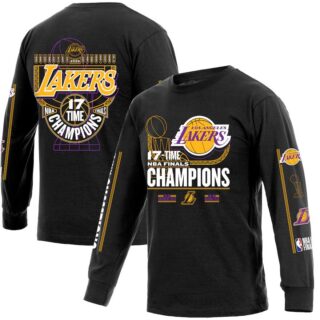 Men's Los Angeles Lakers Black 17 Time NBA Finals Champions Long Sleeve T-Shirt